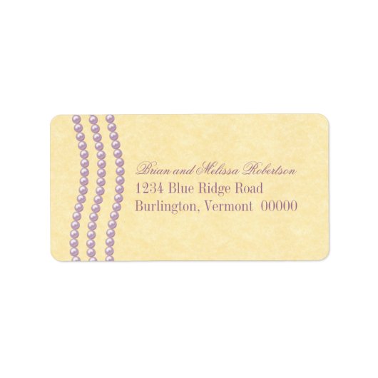 エレガント真珠の住所 シール、薄紫 ラベル (正面)