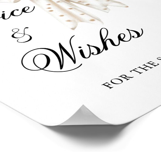 エレガント真珠の弓アドバイスとウィッシュサイン ポスター (角)