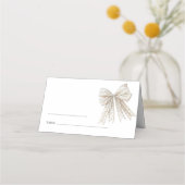 エレガント真珠の弓結婚の プレイスカード (正面)