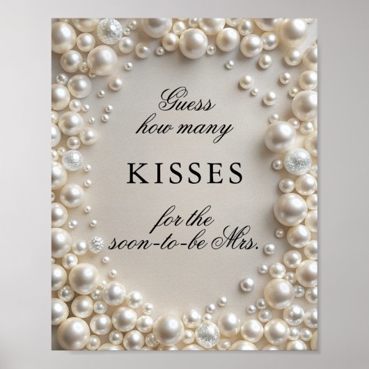 エレガント真珠の数キスブライダルシャワーゲーム ポスター (正面)