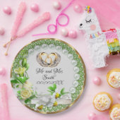 エレガント真珠の花カスタマイズ結婚可能 ペーパープレート (パーティー)