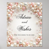 エレガント真珠ブライダルシャワーアドバイスと願い ポスター (正面)