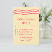 エレガント真珠結婚の応答カード（マゼンタ） 出欠カード (スタンド正面)