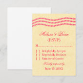 エレガント真珠結婚の応答カード（マゼンタ） 出欠カード (正面/裏面)