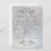 エレガント真珠薄紫/グレー結婚ズ 招待状 (正面)