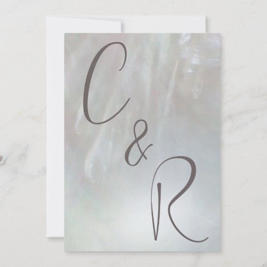 エレガント真珠薄紫/グレー結婚ズ 招待状 (裏面)