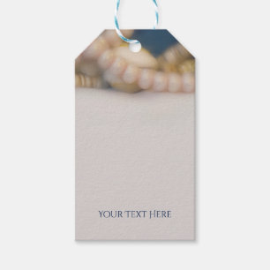 エレガント真珠&シーシェルトロピカルビーチ結婚式 ギフトタグ