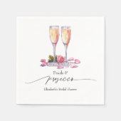 エレガント真珠、花びら及びプロセッコブライダルシャワー スタンダードカクテルナプキン (正面)