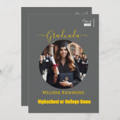 エレガント石板グレイ写スペインの真 案内状 (正面/裏面)