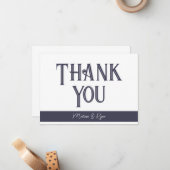 エレガント石板グレーレトロフォント署名ありがとう ノートカード (正面/裏面インサイチュ)