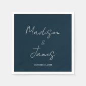 エレガント石板ブルースクリプトミニマル結婚リスト スタンダードカクテルナプキン (正面)