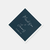 エレガント石板ブルースクリプトミニマル結婚リスト スタンダードカクテルナプキン (角)