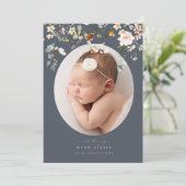 エレガント石板・ワイルドフラワーズの写真誕生の発表 招待状 (スタンド正面)