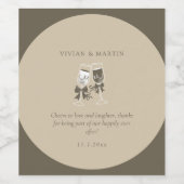 エレガント砂の結婚緑 ワインラベル (シングルラベル)