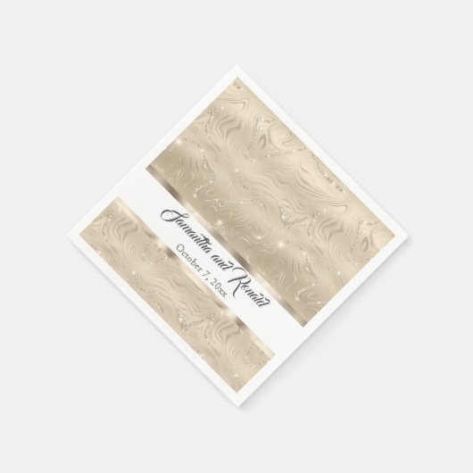 エレガント砂フェイク金ゴールドフォイル結婚ズ スタンダードカクテルナプキン (角)