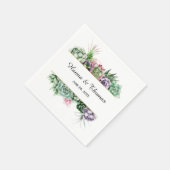 エレガント砂漠植物多肉性結婚の スタンダードカクテルナプキン (角)