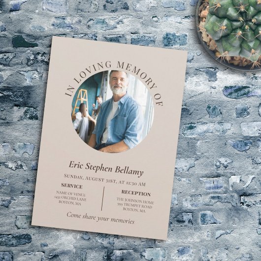 エレガント砂茶ラウンドフォトメモリアル葬儀 招待状