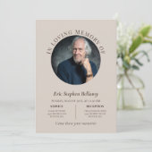 エレガント砂茶ラウンドフォトメモリアル葬儀 招待状 (スタンド正面)