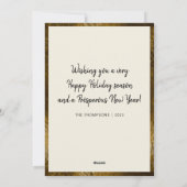 エレガント砂茶色グリッター切りクリスマスツリー シーズンカード (裏面)