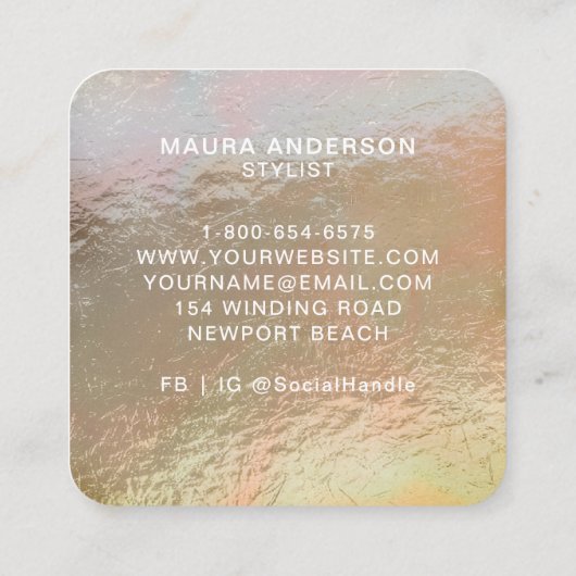 エレガント砕モダン金ゴールドフェイクピンクモノグラム スクエア名刺 (裏面)