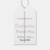 エレガント確認シルバークロスブルー ギフトタグ (正面)