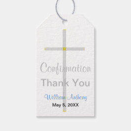 エレガント確認シルバークロスブルー ギフトタグ