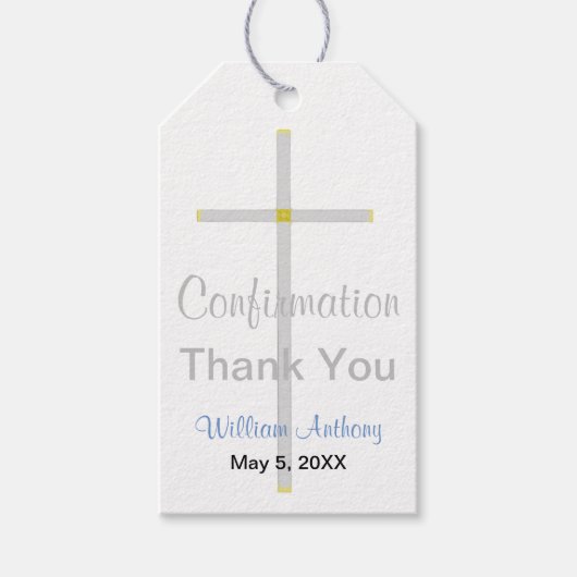 エレガント確認シルバークロスブルー ギフトタグ (正面)