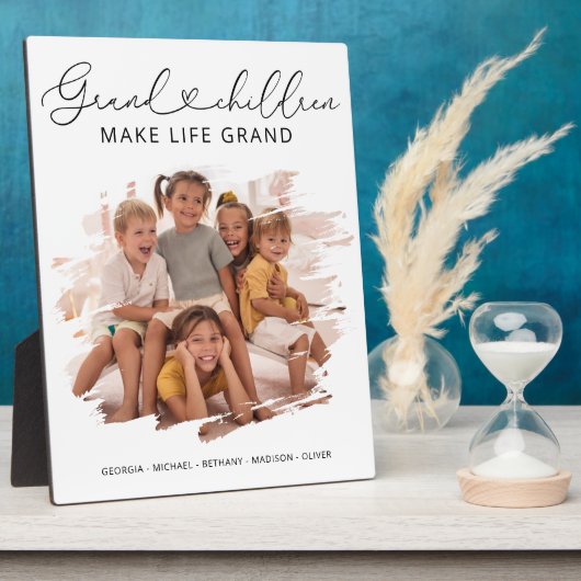 エレガント祖父母の孫の写真 フォトプラーク (側面)