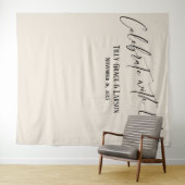 エレガント祝一緒に!クリームフォト背景 タペストリー (インサイチュ(横))