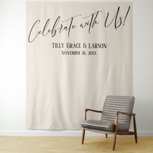エレガント祝一緒に!クリームフォト背景 タペストリー (インサイチュ)