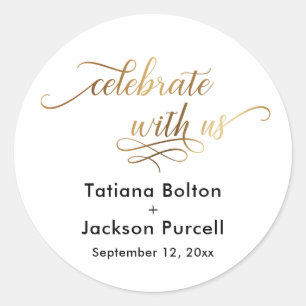 エレガント祝Script結婚 with Us ラウンドシール