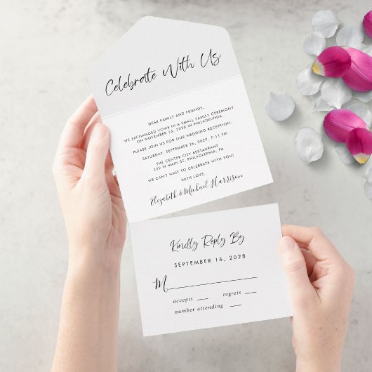 エレガント祝U.S. Wedding Reception オールインワン招待状