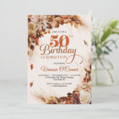 エレガント秋と秋のオレンジ色のフローラ葉 招待状 (スタンド正面)