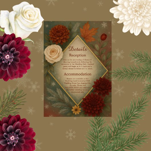 エレガント秋のフローラ結婚の エンクロージャーカード