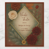 エレガント秋のフローラ結婚の ワインラベル (シングルラベル)