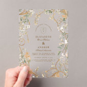 エレガント秋の植物体結婚枠 アクリル招待状 (インサイチュ (ポータブル))