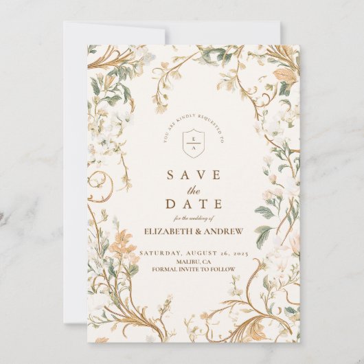 エレガント秋の植物体結婚枠 セーブザデート (正面)