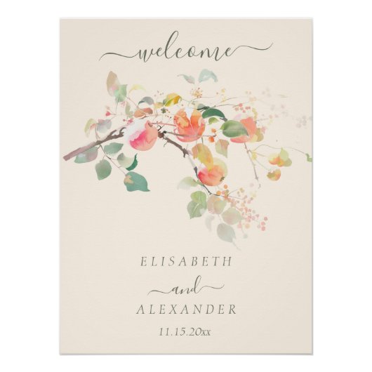 エレガント秋の水の色りんご結婚の ポスター (正面)