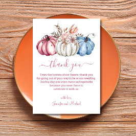 エレガント秋の水色のかぼちゃ結婚の サンキューカード