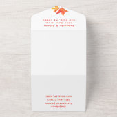 エレガント秋の水色オレンジ葉色式RSVP オールインワン招待状 (外側)