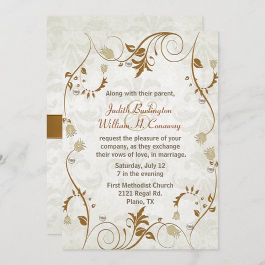 エレガント秋の結婚式招待状 招待状 (正面/裏面)