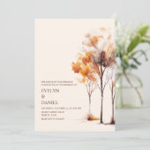 エレガント秋の結婚式素朴の水色 招待状 (スタンド正面)