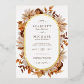 エレガント秋の結婚式 箔招待状 (正面)