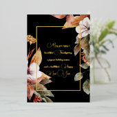 エレガント秋の花と葉金ゴールドスクリプトブラック 箔シーズンカード (立ち正面)
