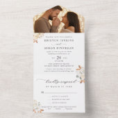 エレガント秋の花の台本結婚写真 オールインワン招待状 (内側)