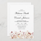 エレガント秋の野の花のフローラ結婚 招待状 (正面/裏面)