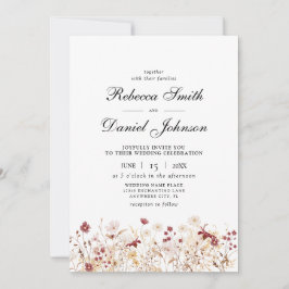 エレガント秋の野の花のフローラ結婚 招待状