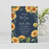 エレガント秋ひまわりフローラ&ネイビー結婚ズ 招待状 (スタンド正面)