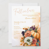 エレガント秋イエローウォーター色ブライダルシャワー 招待状 (正面)