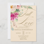 エレガント秋インラブフローラブライダルシャワー 招待状 (正面)